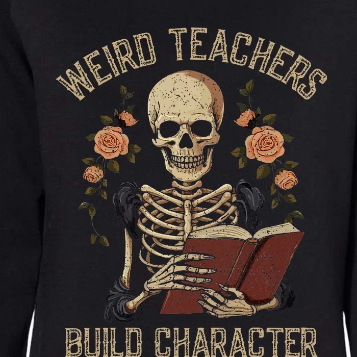 Skeleton Book Floral Skull Halloween Teacher Womens California Wash Sweatshirt