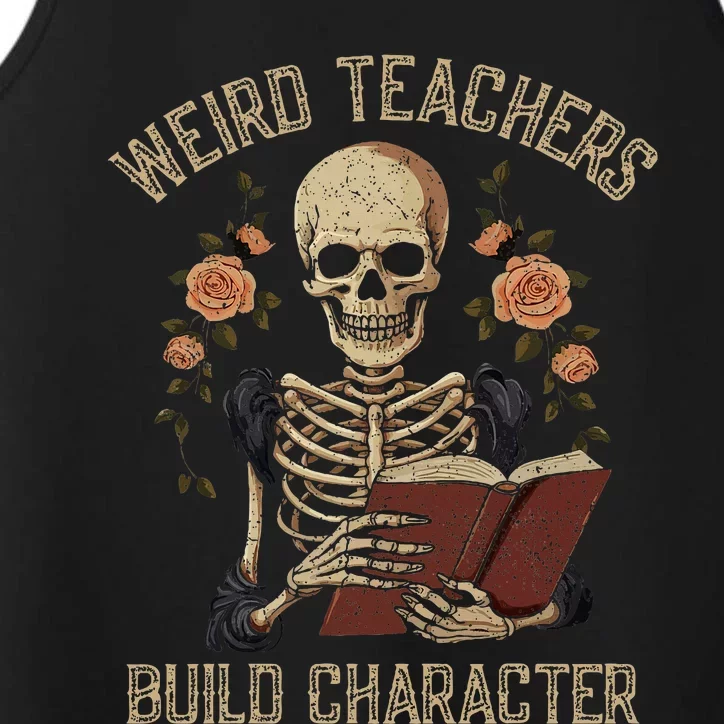 Skeleton Book Floral Skull Halloween Teacher Performance Tank