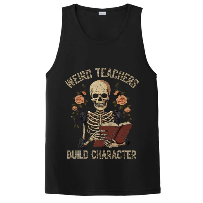 Skeleton Book Floral Skull Halloween Teacher Performance Tank