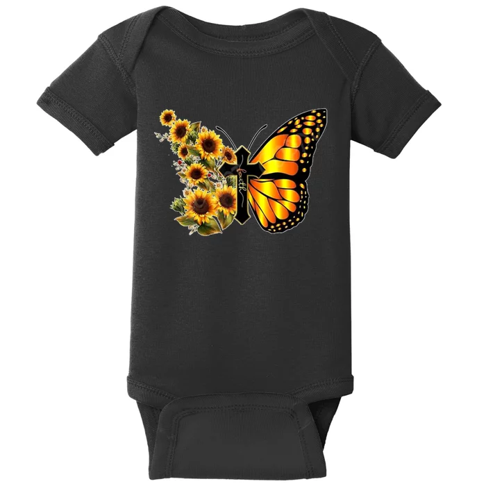 Sunflower Butterfly Faith Baby Bodysuit