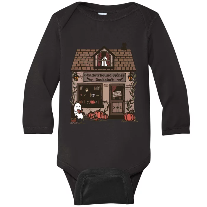 Spooky Bookstore Fall Cozy Baby Long Sleeve Bodysuit