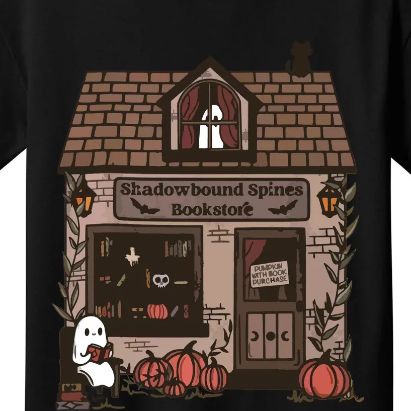 Spooky Bookstore Fall Cozy Kids T-Shirt