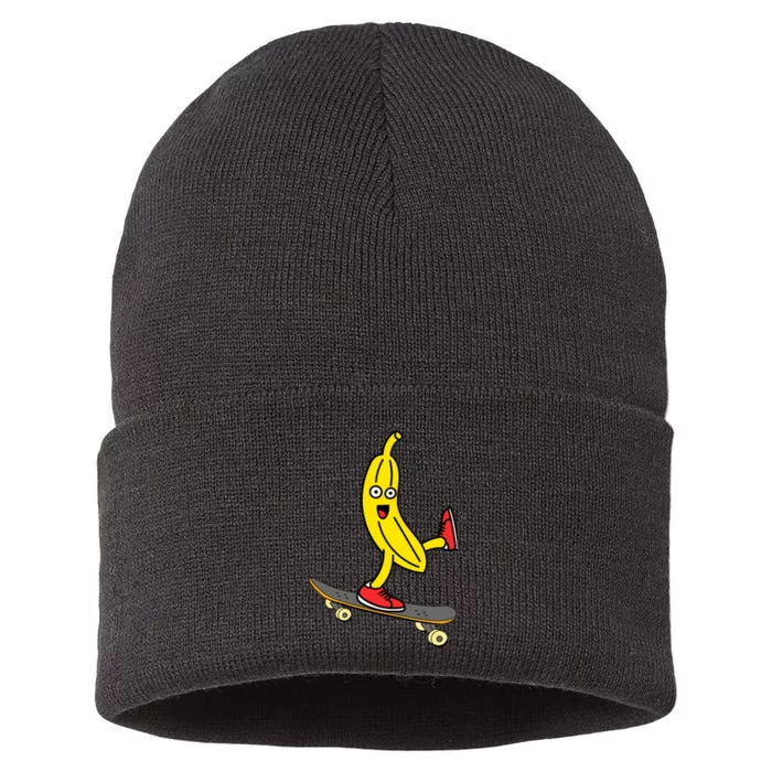 Skateboard Banana Funny Skateboarding Wo Man Sustainable Knit Beanie