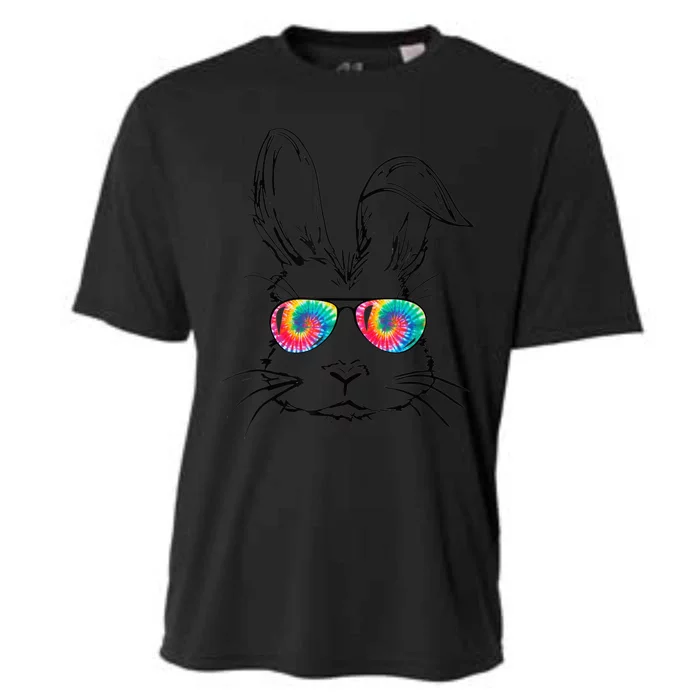 Sunglass Bunny Face Tie Dye Happy Easter Day Cooling Performance Crew T-Shirt