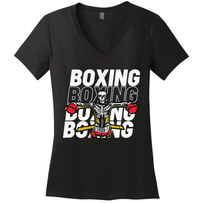 Skeleton Boxing Fighter For Boxers Women's V-Neck T-Shirt