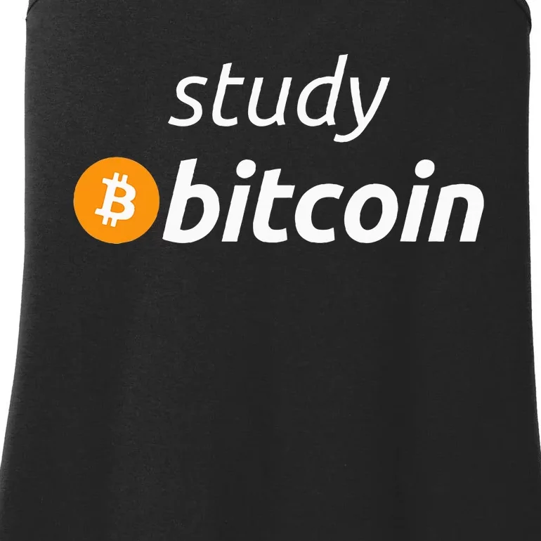 Study Bitcoin Famous Bitcoin Quote Ladies Essential Tank