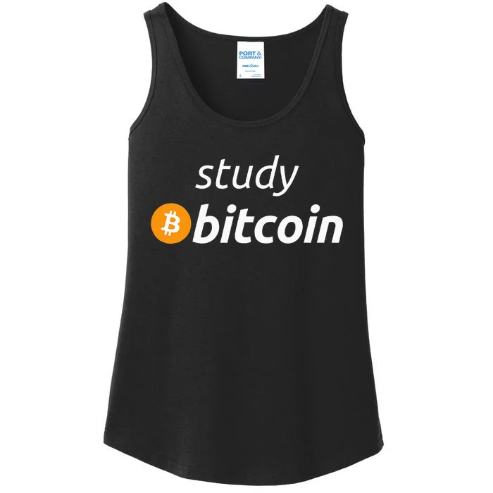 Study Bitcoin Famous Bitcoin Quote Ladies Essential Tank