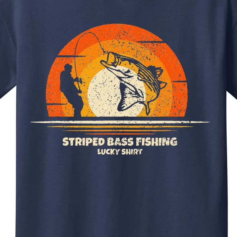 Striped Bass Fisherman Lucky Charm Striped Bass Fishing Kids T-Shirt