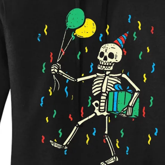 Skeleton Birthday Funny Happy Halloween Bday Women's Pullover Hoodie