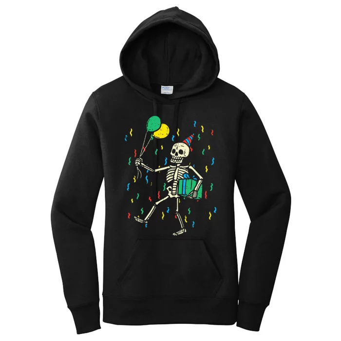 Skeleton Birthday Funny Happy Halloween Bday Women's Pullover Hoodie