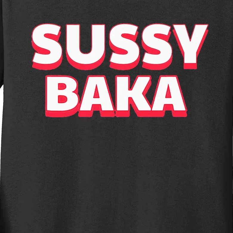 Sussy Baka Funny Sus Meme Kids Long Sleeve Shirt