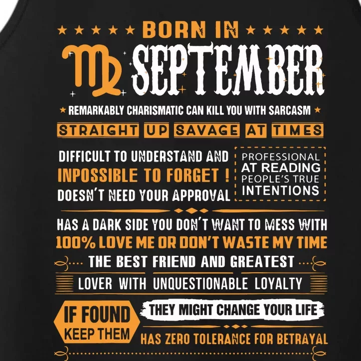 September Birthday Gifts Born In September Virgo Performance Tank