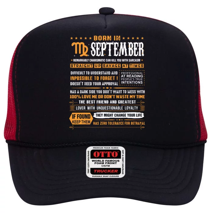 September Birthday Gifts Born In September Virgo High Crown Mesh Trucker Hat