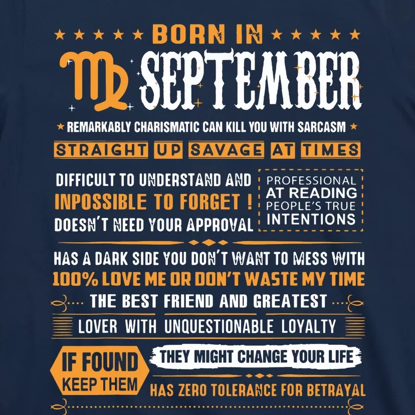 September Birthday Gifts Born In September Virgo T-Shirt