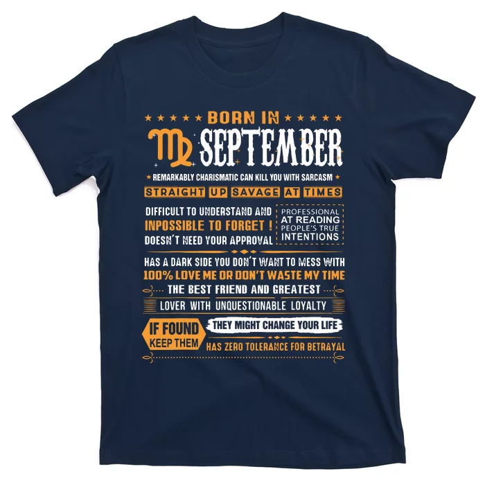 September Birthday Gifts Born In September Virgo T-Shirt