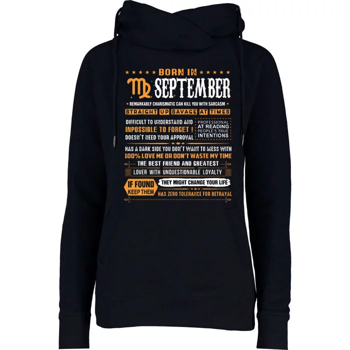 September Birthday Gifts Born In September Virgo Womens Funnel Neck Pullover Hood