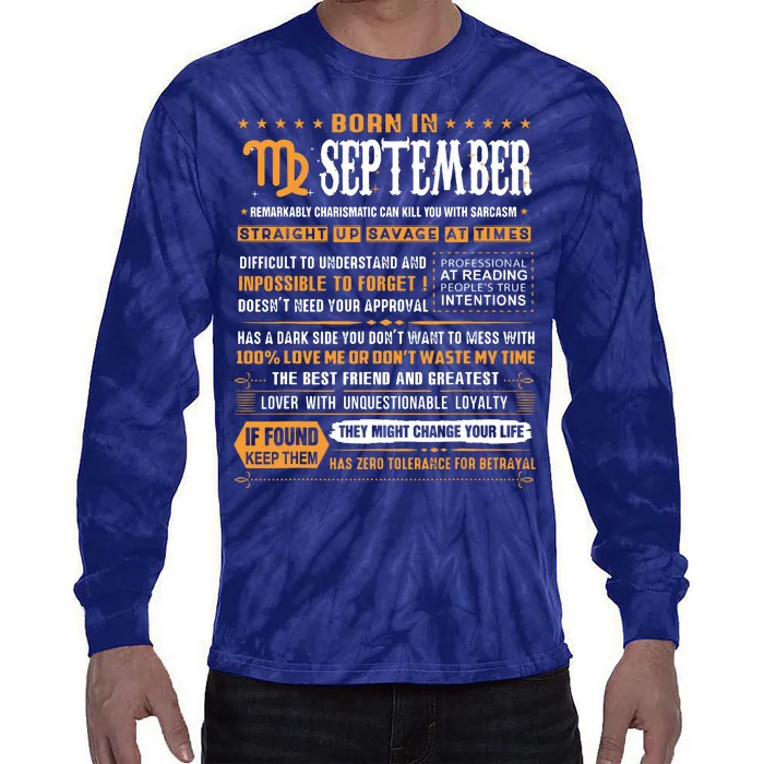 September Birthday Gifts Born In September Virgo Tie-Dye Long Sleeve Shirt