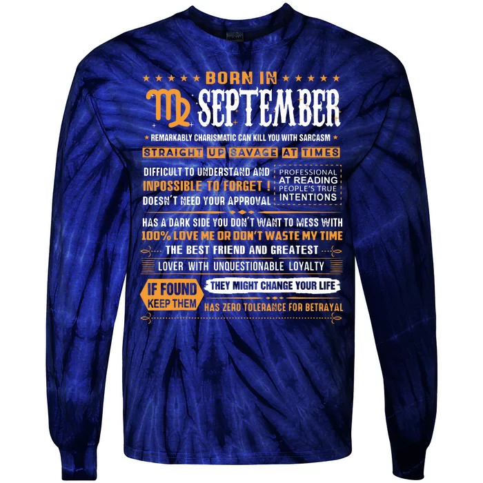 September Birthday Gifts Born In September Virgo Tie-Dye Long Sleeve Shirt