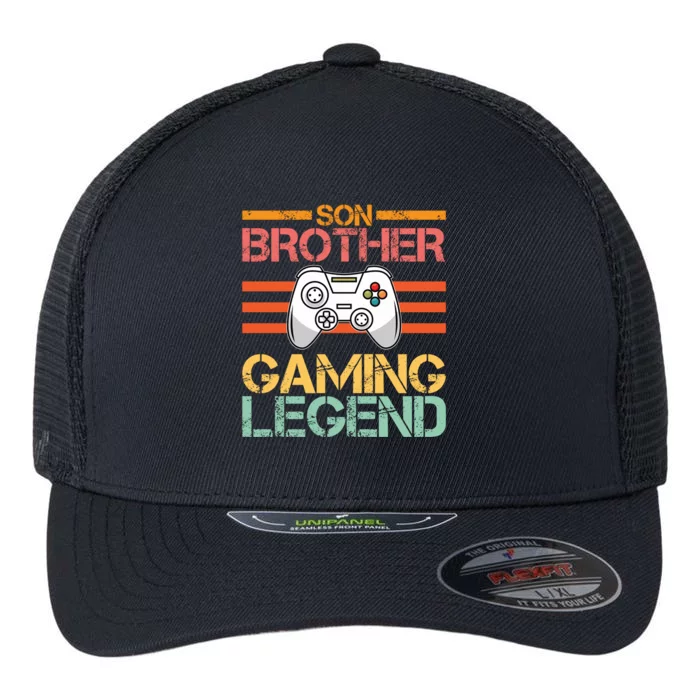 Son Brother Gaming Legend Gamer Family Gaming Brothers Gift Flexfit Unipanel Trucker Cap