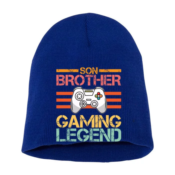 Son Brother Gaming Legend Gamer Family Gaming Brothers Gift Short Acrylic Beanie