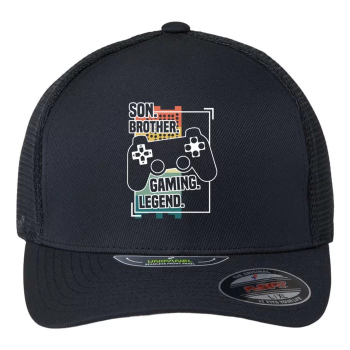 Son Brother Gaming Legend Funny Gamer Great Gift Flexfit Unipanel Trucker Cap