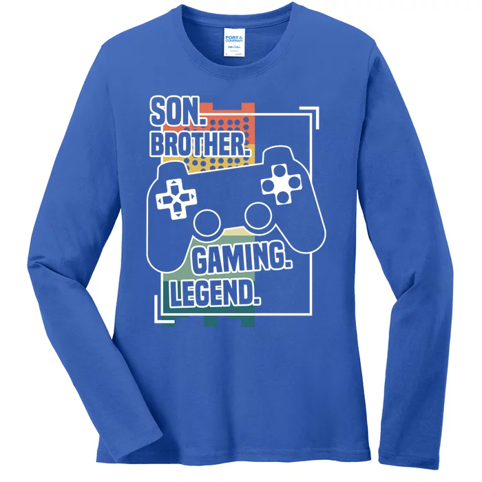 Son Brother Gaming Legend Funny Gamer Great Gift Ladies Long Sleeve Shirt