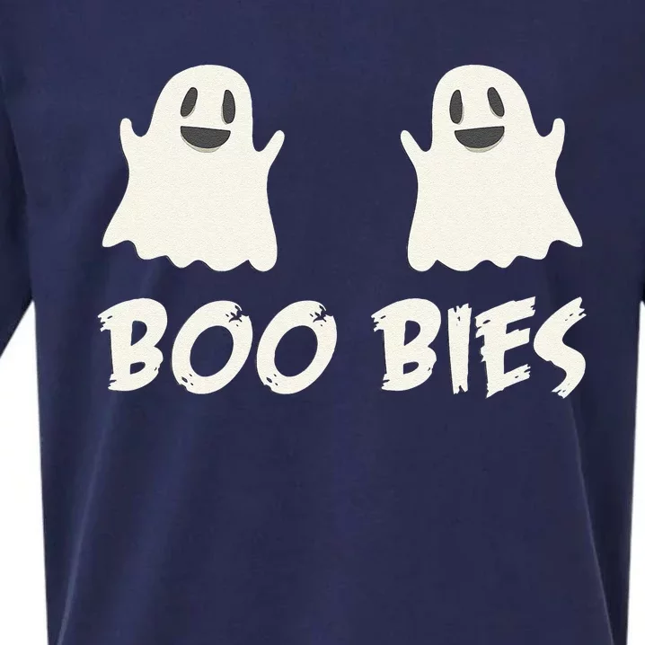 Say Boo Ghost Boobies Spooky Halloween Sueded Cloud Jersey T-Shirt