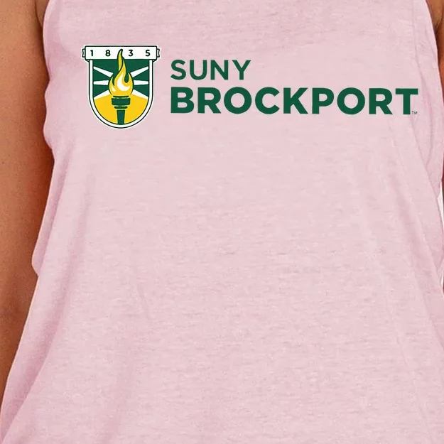 Suny Brockport Golden Eagles Torch Logo Women's Knotted Racerback Tank