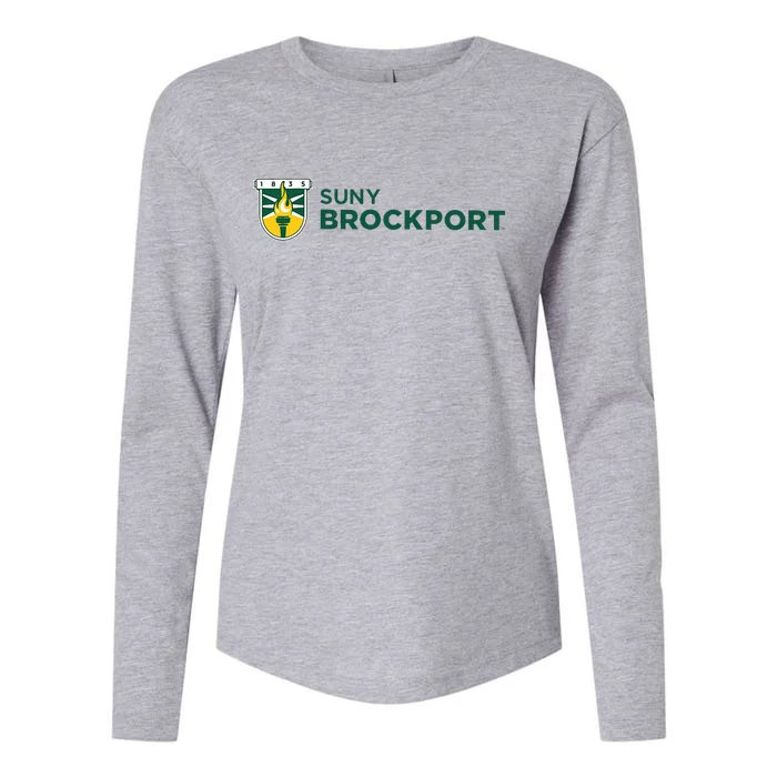 Suny Brockport Golden Eagles Torch Logo Womens Cotton Relaxed Long Sleeve T-Shirt