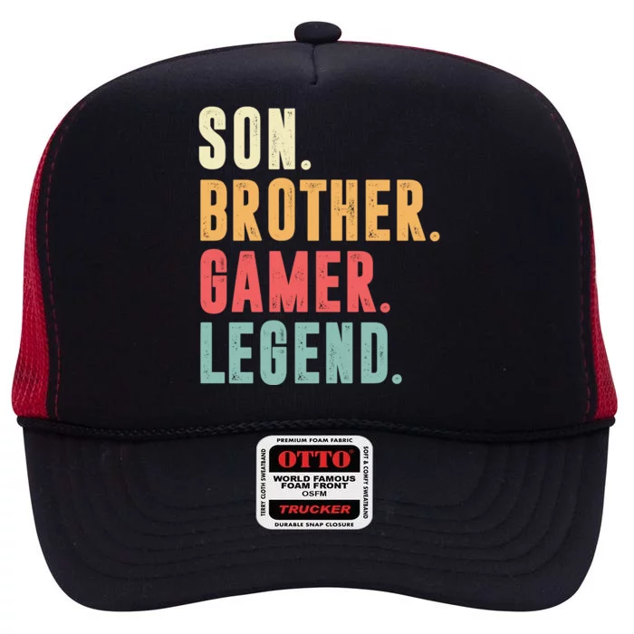 Son Brother Gamer Legend Gift High Crown Mesh Trucker Hat