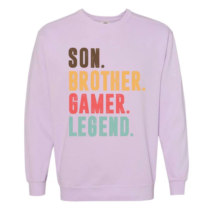 Son Brother Gamer Legend Gift Garment-Dyed Sweatshirt