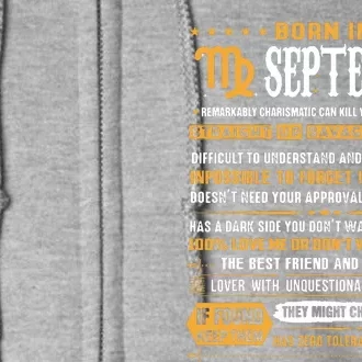 September Birthday Gifts Born In September Virgo Full Zip Hoodie