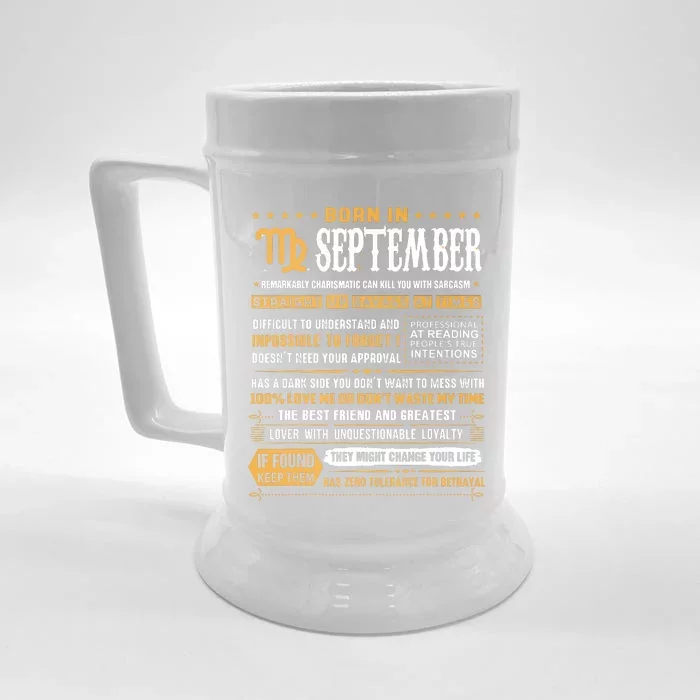 September Birthday Gifts Born In September Virgo Front & Back Beer Stein