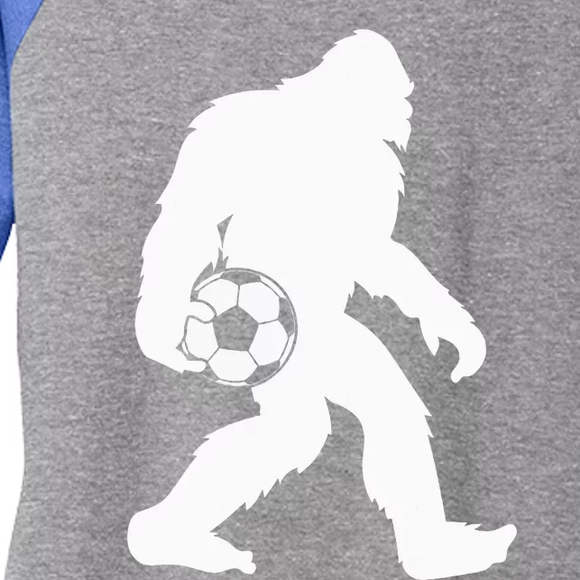 Sasquatch Bigfoot Goalkeeper Funny Soccer Women's Tri-Blend 3/4-Sleeve Raglan Shirt