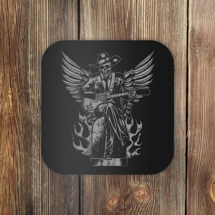 Skeleton Bluesman Grave Vintage Delta Blues Music Coaster