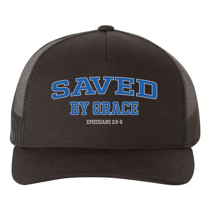 Saved by Grace Quote Christian Hymn Lyric Gospel Salvation Yupoong Adult 5-Panel Trucker Hat