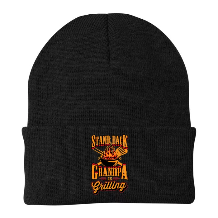 Stand Back Grandpa Is Grilling Grill Master 4th Of July Dad Knit Cap Winter Beanie