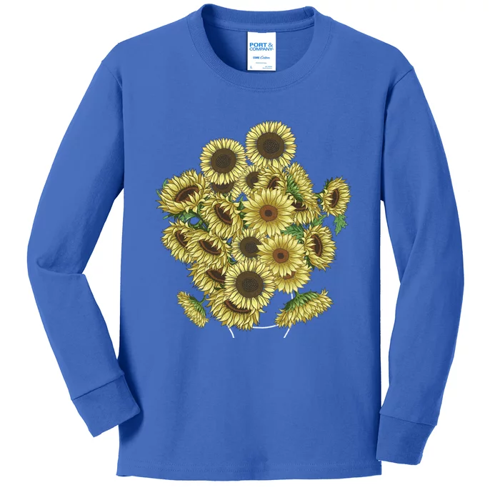 Sunflower Bouquet Gift Cute Floral Vintage Sunflower Gift Kids Long Sleeve Shirt