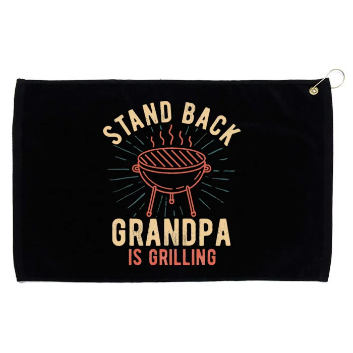 Stand Back Grandpa Is Grilling Vintage Gift For Him BBQ Fun Grommeted Golf Towel