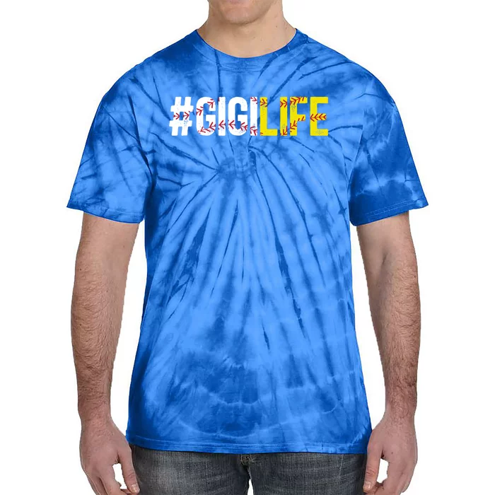 Softball Baseball Gigi Life Baseball Softball Gigi Grandma Funny Gift Tie-Dye T-Shirt