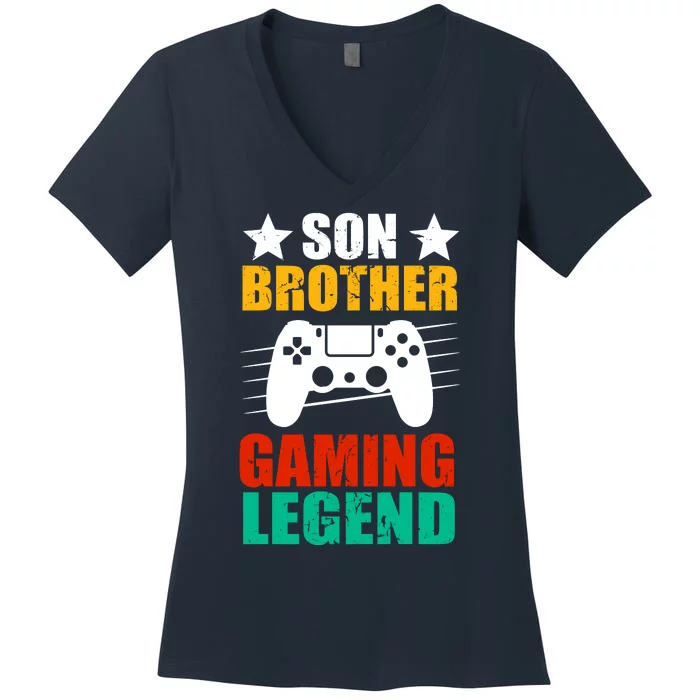 Son Brother Gaming Legend Women's V-Neck T-Shirt