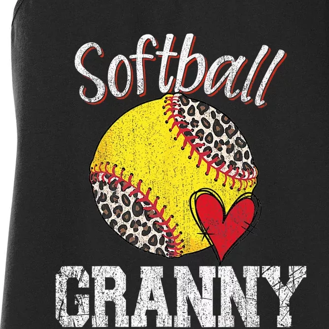 Softball Baseball Granny Leopard Mothers Day Gifts Women's Racerback Tank