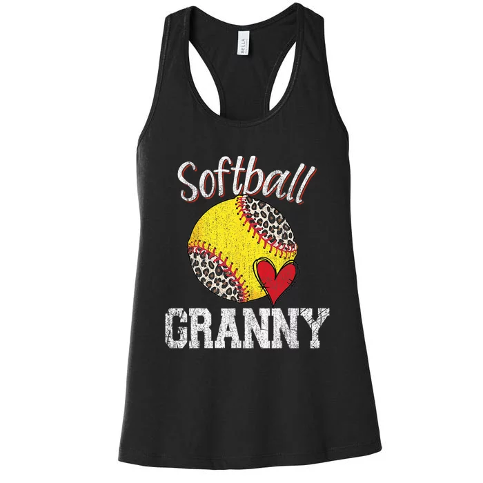 Softball Baseball Granny Leopard Mothers Day Gifts Women's Racerback Tank