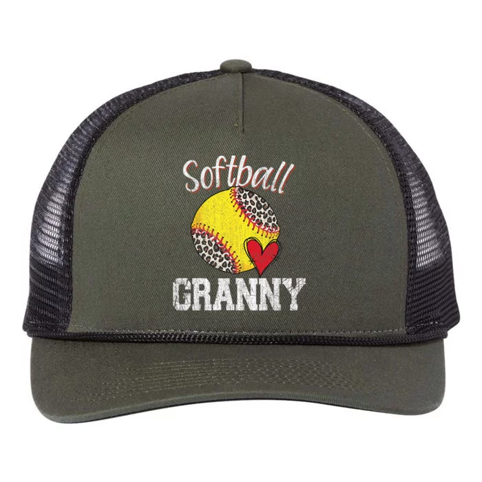 Softball Baseball Granny Leopard Mothers Day Gifts Retro Rope Trucker Hat Cap