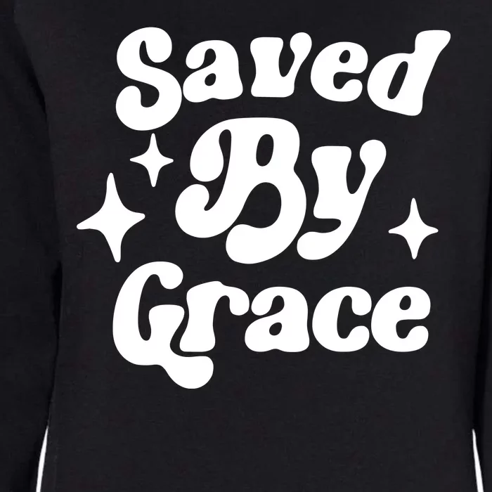 Saved By Grace Motivational Christian Retro Womens California Wash Sweatshirt