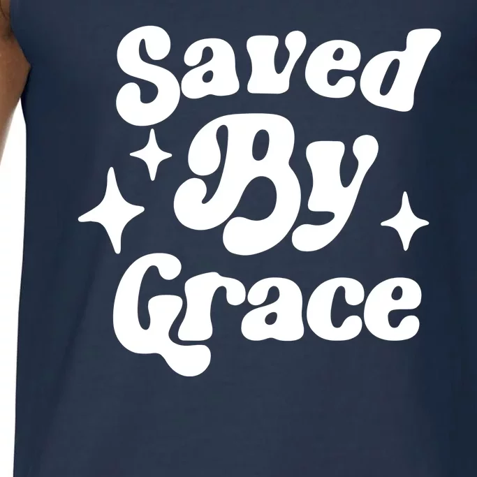 Saved By Grace Motivational Christian Retro Comfort Colors® Tank Top