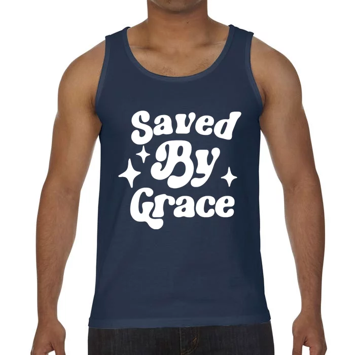 Saved By Grace Motivational Christian Retro Comfort Colors® Tank Top