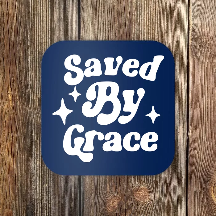 Saved By Grace Motivational Christian Retro Coaster