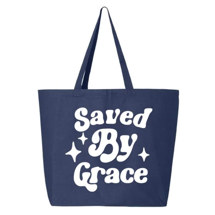 Saved By Grace Motivational Christian Retro 25L Jumbo Tote