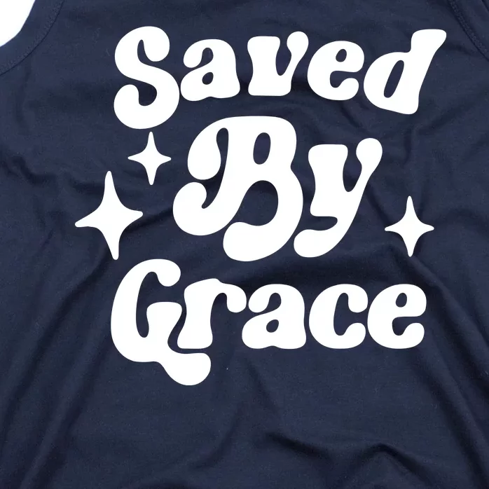 Saved By Grace Motivational Christian Retro Tank Top